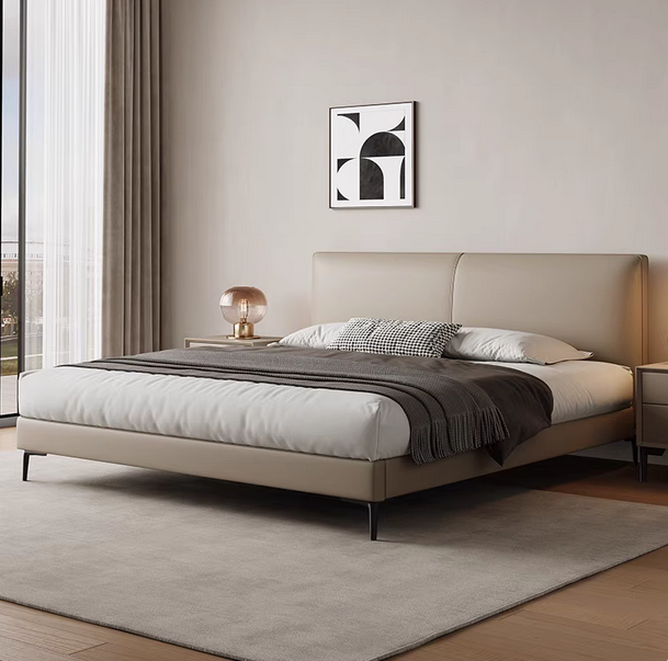 薄床头主卧床真皮床现代简约