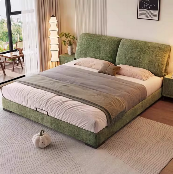 意式极简雪尼尔绒床 