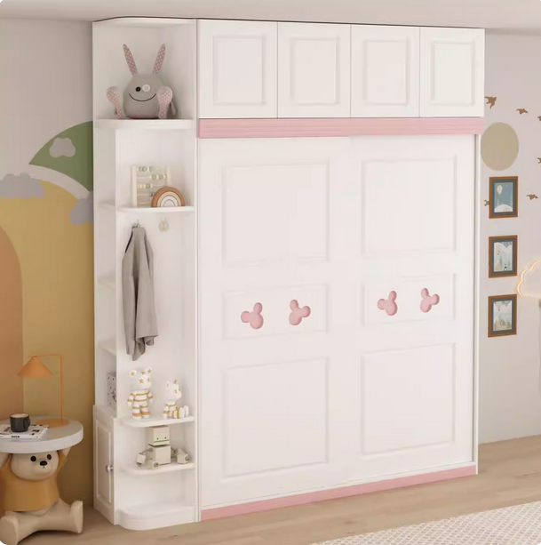 粉色儿童推拉门板式移门欧式简约