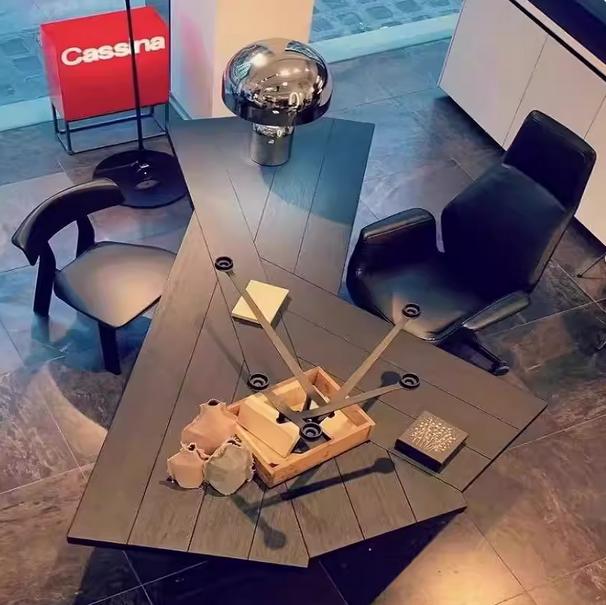 简约现代实木电脑桌轻奢风极简异形书桌